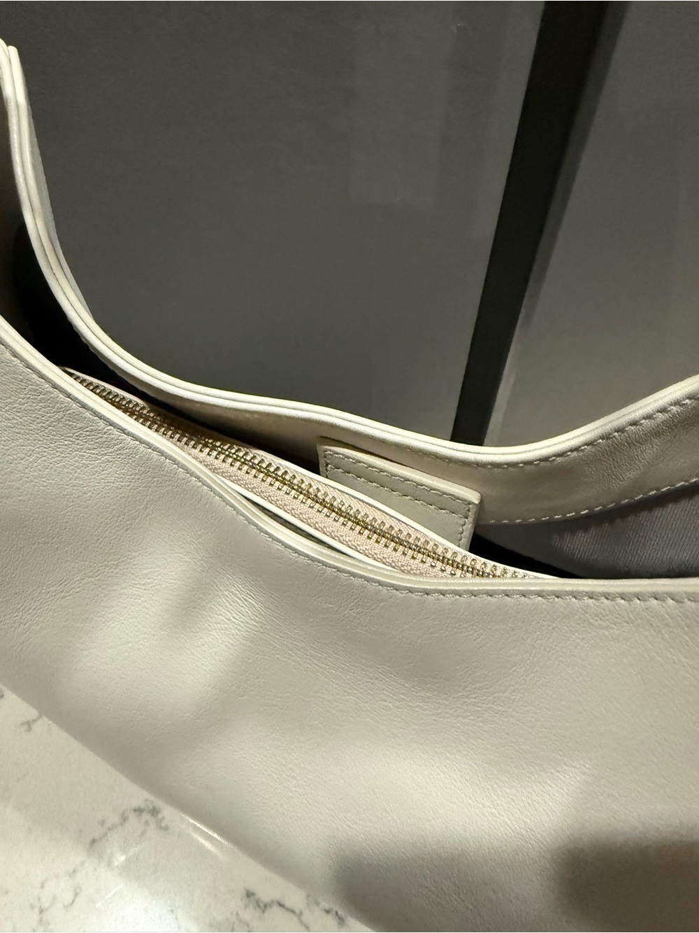 Furla Soft Hobo Shoulder Bag in Light Gray with Black Strap - Picture 9 of 16